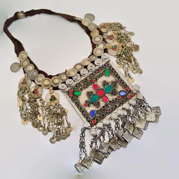 Ethnic Necklace, Afghan, Middle Eastern, Kuchi, Patina, Vintage Pendant, Jewels - Picture 5 of 6